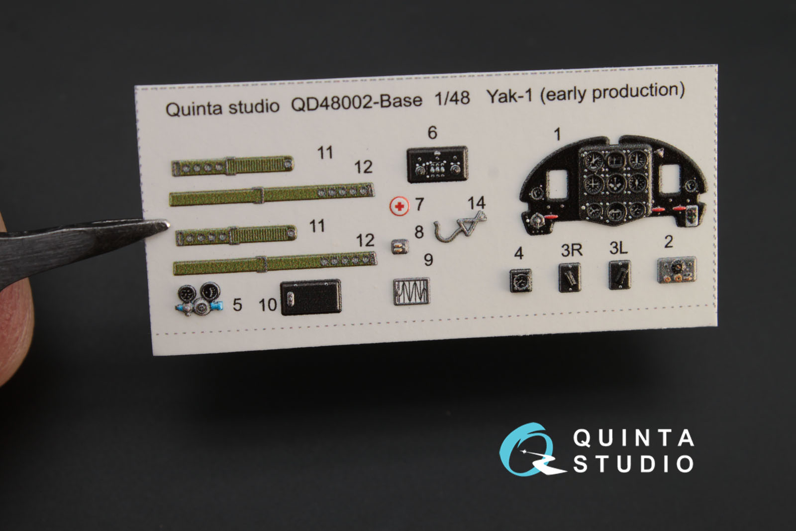 QD48002Base 3D Декаль интерьера кабины Як-1 (ранние серии) (для модели Моделсвит/ЮФ)