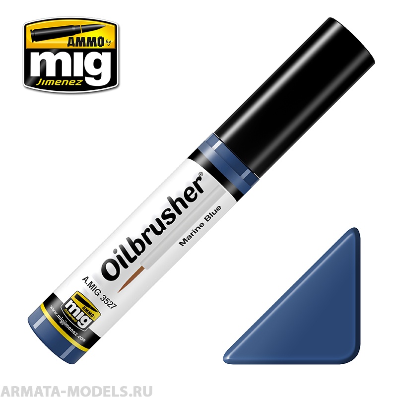 AMIG3527 Ammo Mig Масляная краска с тонкой кистью-апликатором MARINE BLUE (Oilbrushers)