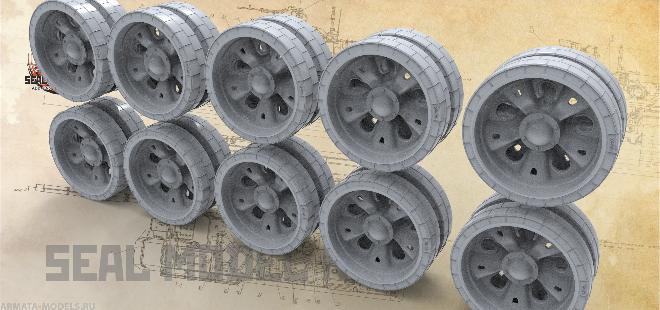 smk35014 Высокодетализированные катки для танка Т-62  без износа (Не для свободной продажи)