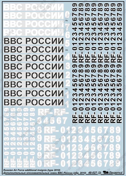 48027 Декаль Дополнительные ОЗ ВВС России