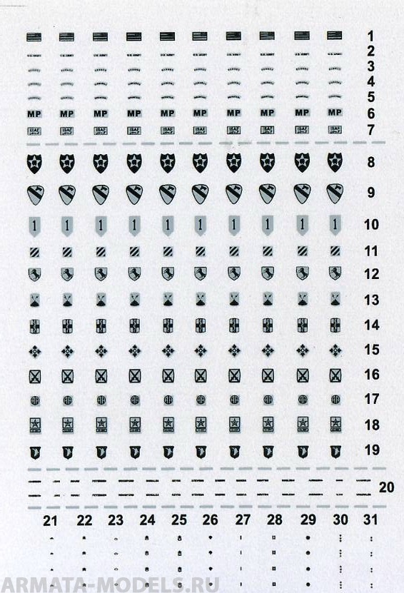 ADG3504 Декаль Modern US Army Rank Marking
