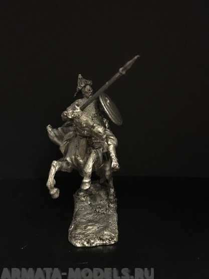 4057ТБ ВИМ, конный монгол с копьем и шитом, 54 мм, олово Три Богатыря