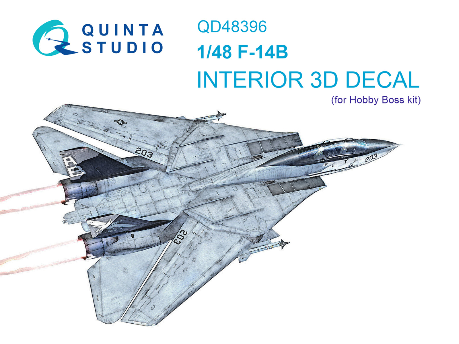 QD48396 3D Декаль интерьера кабины F-14B (Hobby Boss)