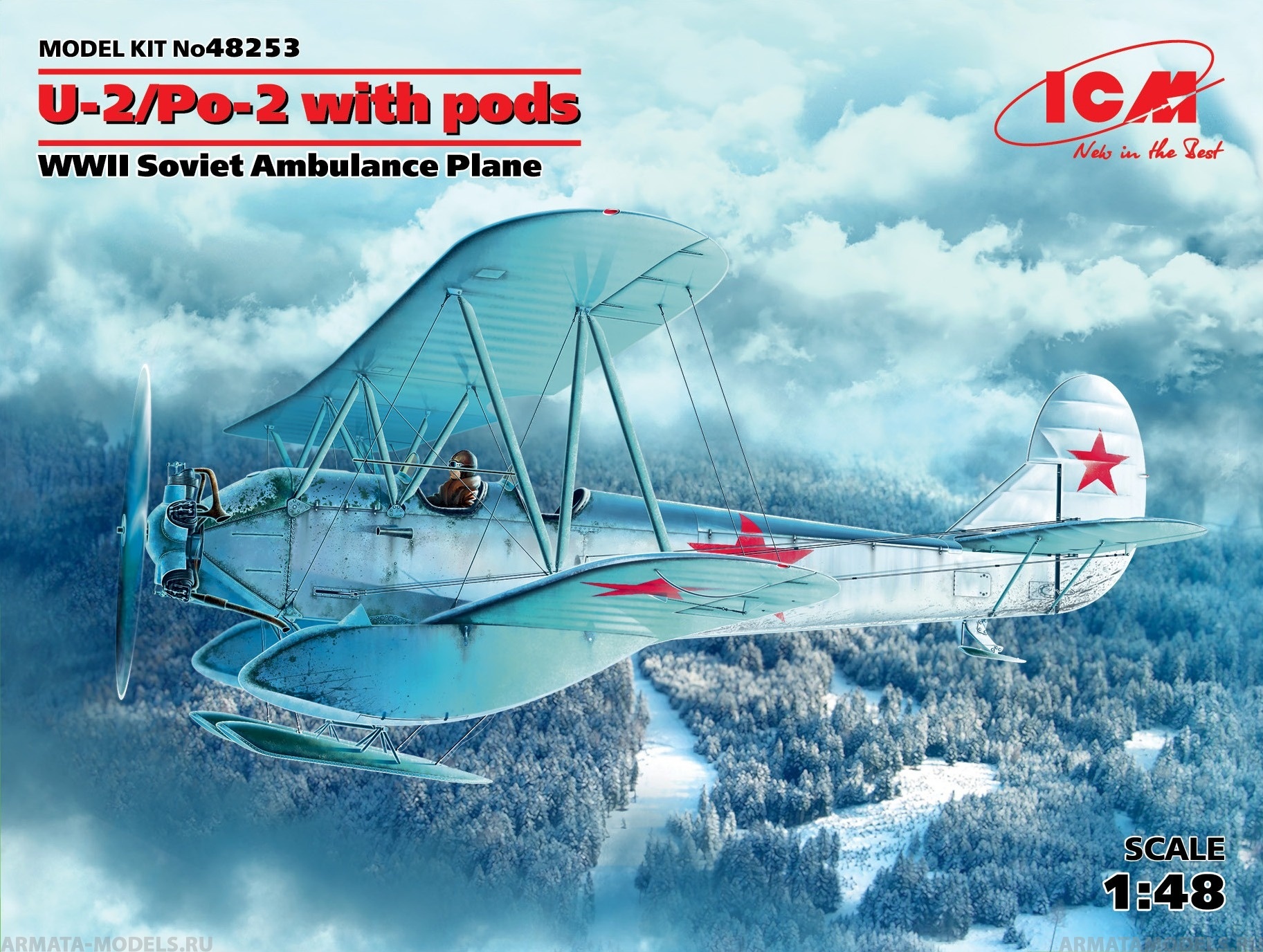 48253 Советский санитарный самолет По-2 с санитарными кассетами ICM