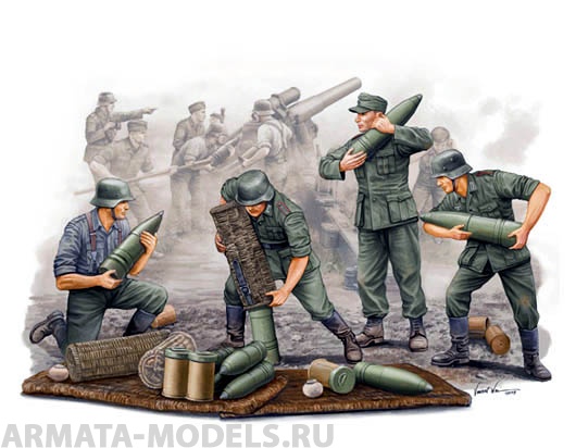 Набор фигурок 00426 Солдаты немецкие подносчики снарядов для гаубицы Trumpeter