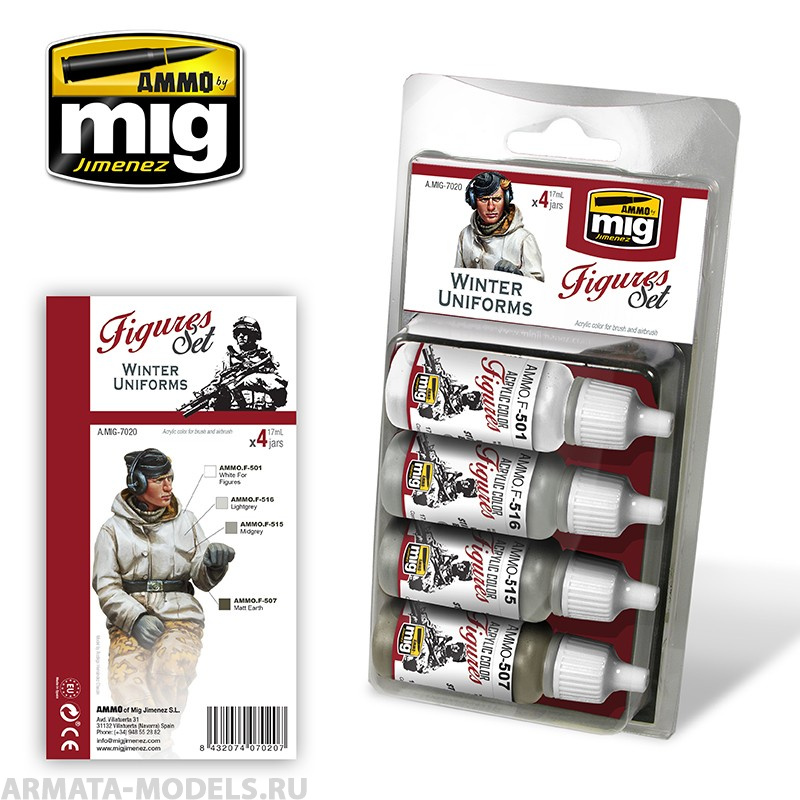 AMIG7020 Ammo Mig Набор акриловых красок для цветовой модуляции WINTER UNIFORMS
