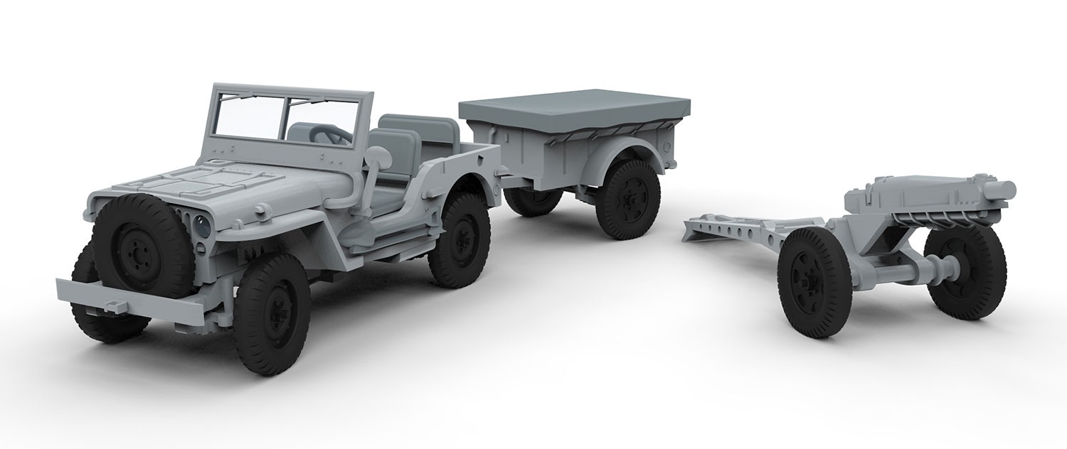 A02339 Сборная модель Willys Jeep Trailer & Howitzer Airfix