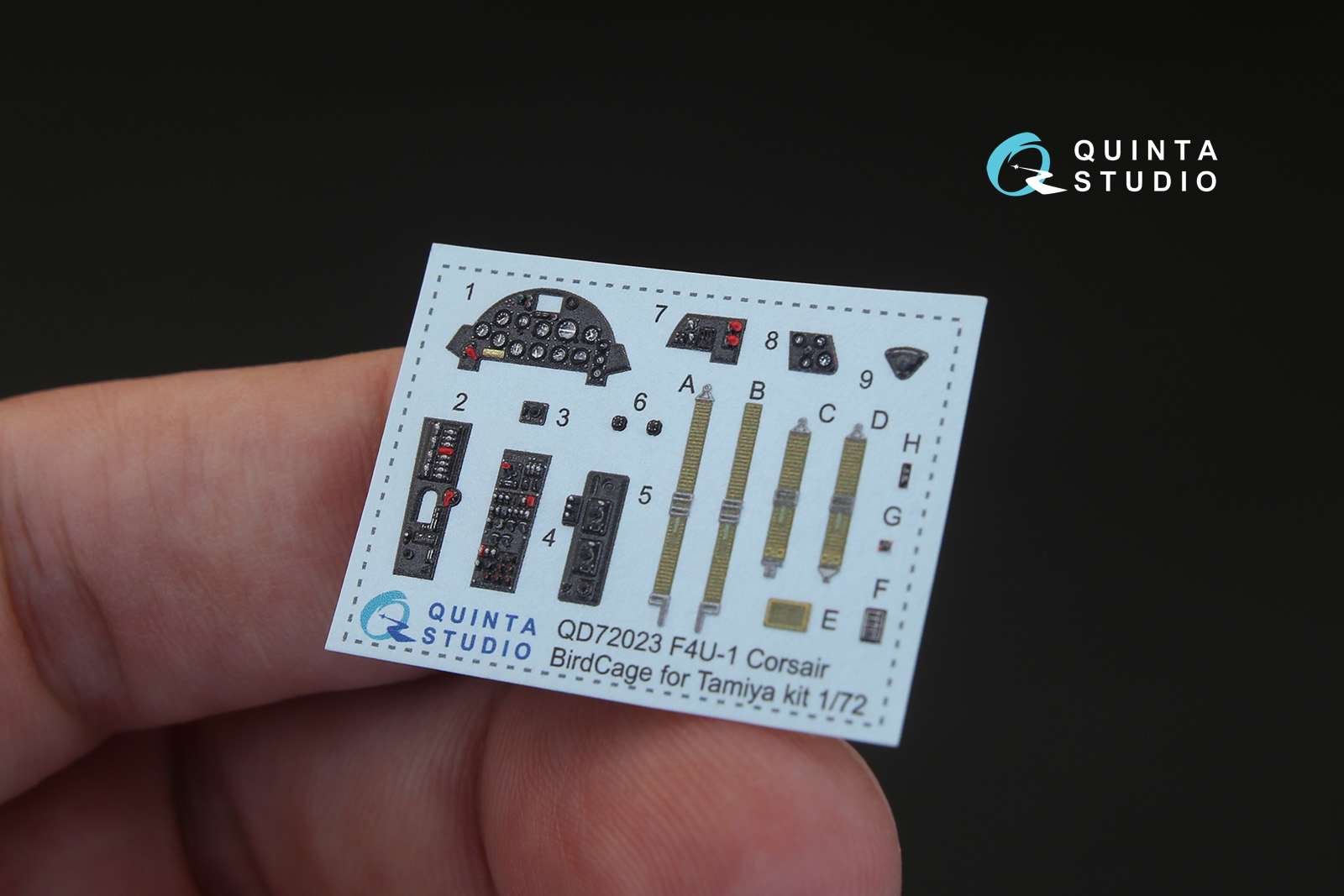 QD72023 3D Декаль интерьера кабины F4U-1 Corsair (Bird cage)  (для модели Tamiya)