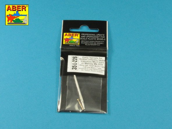 ABR-35-L-226  Дополнения для  Early barrel for Valentine Mk.II to VII or Matilda Mk.III/IV with Besa MG barrel для Tamiya, MiniArt 1/35