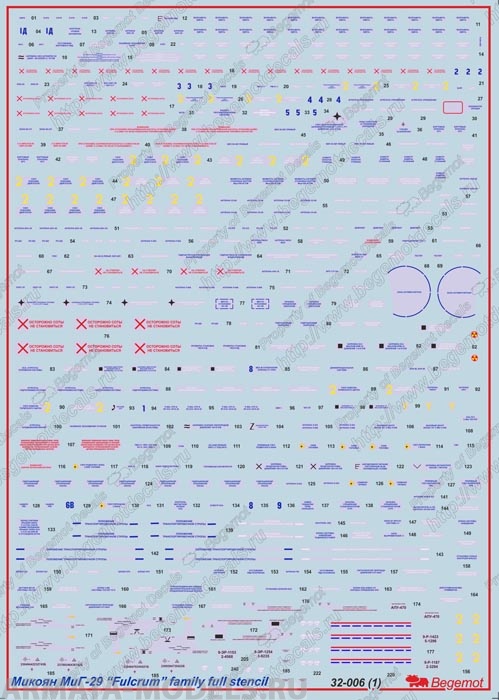 32-006 Декаль Микоян МиГ-29 технические надписи 1/32