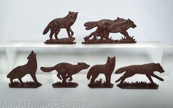 WAB007Brown Набор фигур Волки + медведь (коричневый) Воины и Битвы