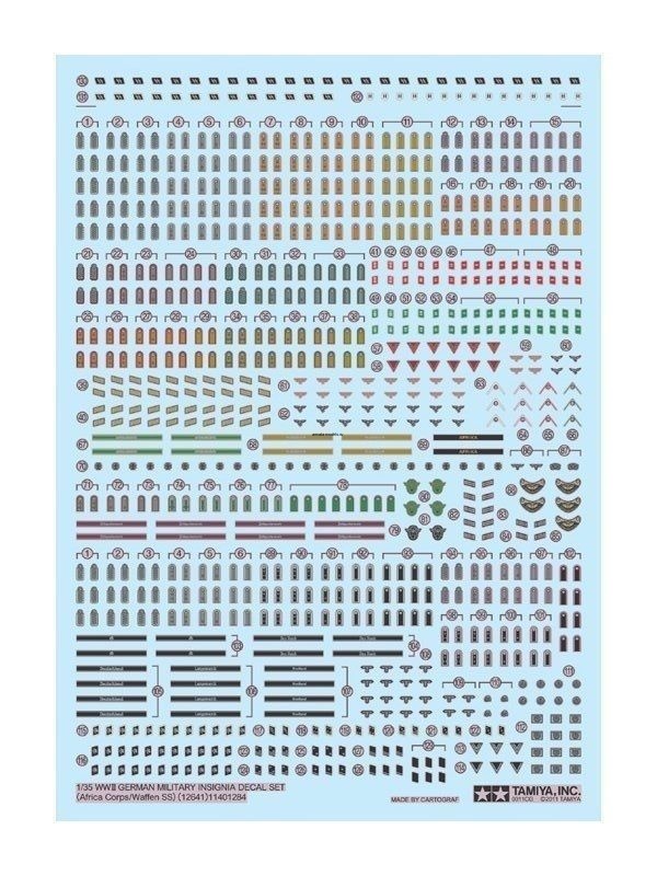 12641 Декали (немецкие погоны, знаки различия - Africa Korps. officer/infantryman, Military Police officer/infantryman, Waffen-ss officer/infantryman и др.)