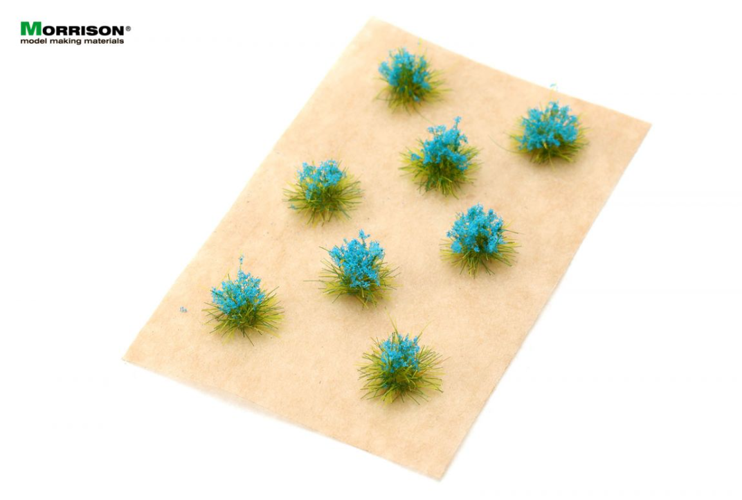 080tcv004 Синие цветущие кочки для диорам. Набор 8 штук.