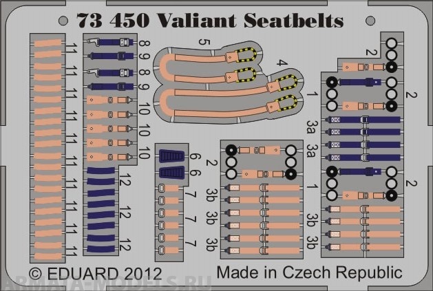 73450  Фототравление Valiant seatbelts. For Airfix kit