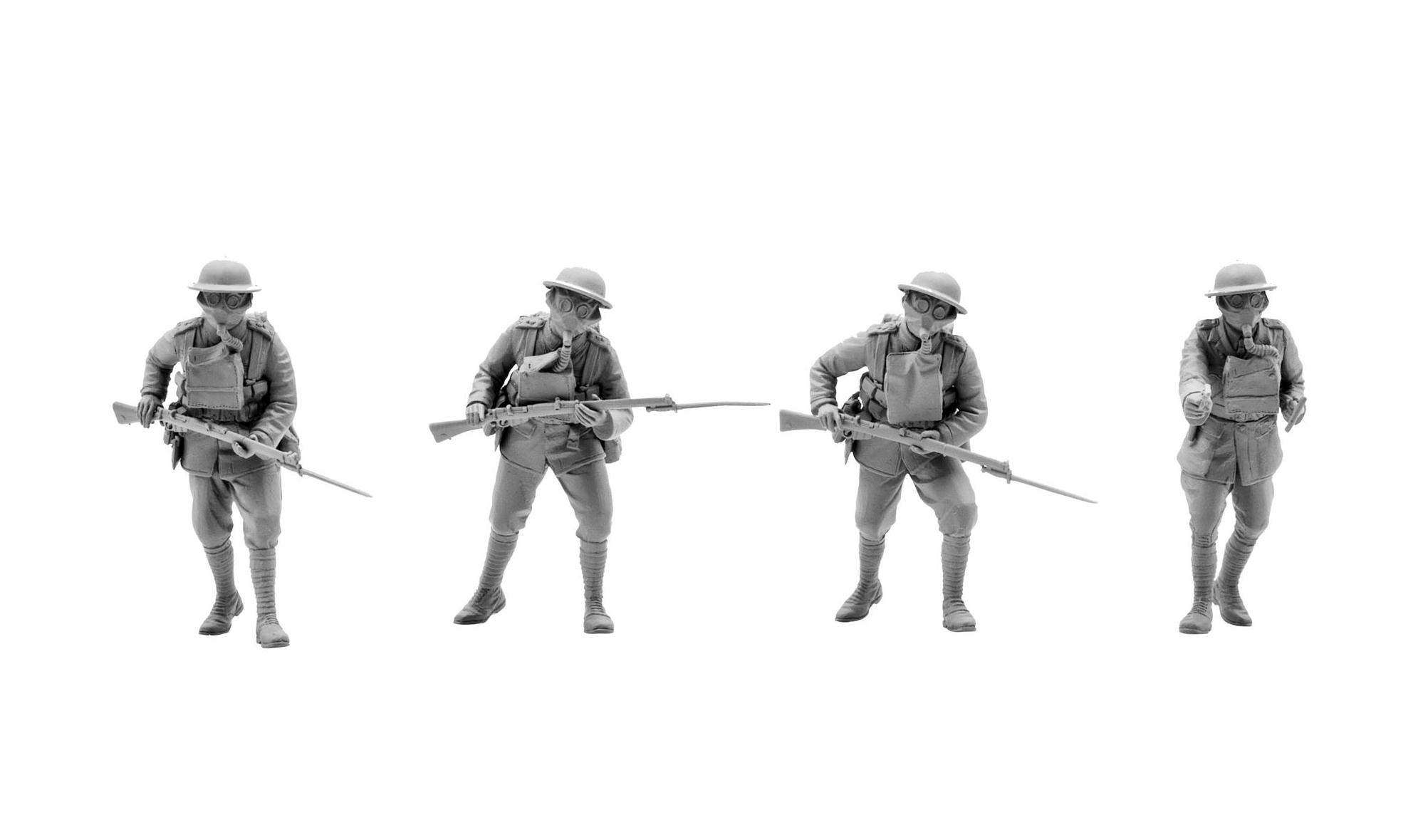 35703 Фигуры, Британская пехота в противогазах (1917 г.) ICM