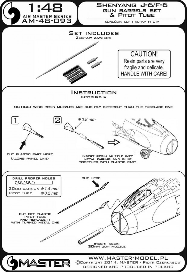 AM-48-093 Shenyang J-6 / F-6 - набор стволов и трубка Пито