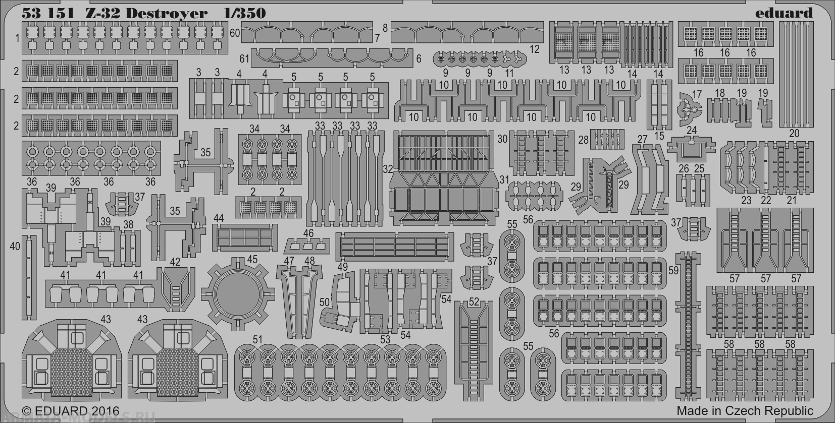 53151ED Комплект фототравления SET 1/350 Z-32 destroyer (DRAG)
