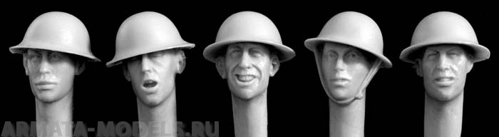 HBH06 5 heads, Brit. WW1 steel helmet Hornet