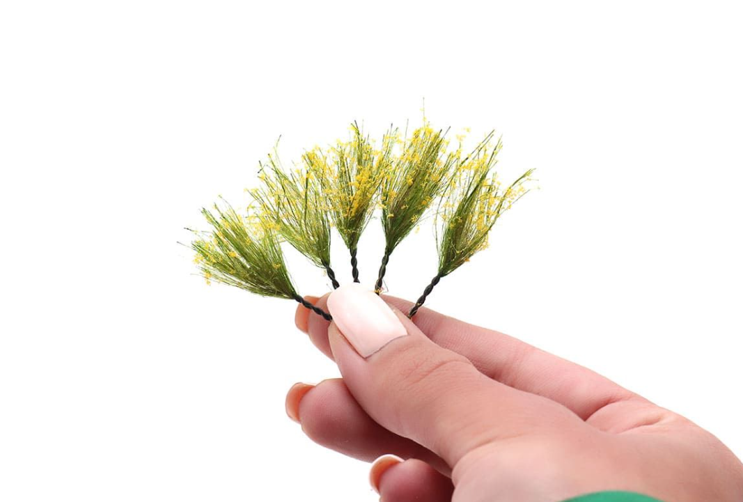 004pcv003 Цветущие растения для диорамы Жёлтые соцветия 2,5-3см. 5шт.