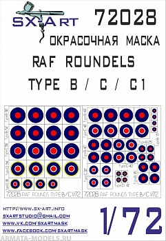 72028SX Окрасочная маскам RAF ROUNDELS TYPE B / С / С1
