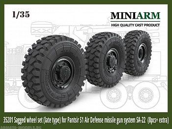 35201MIN Набор колес с просадкой, для ЗРПК Панцирь-С1  (Менг) Для модели Менг