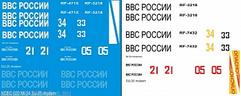 NDEC020 Декаль 1/144 современные обозначения  для Ми-24 и Су-25